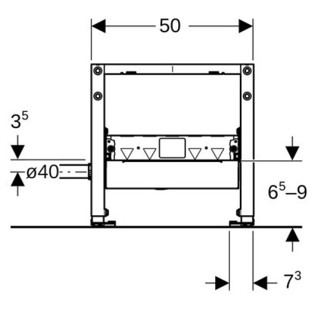 Wandablaufelement Geberit
Duofix für bodenebene Duschen
Breite 50 cm, Höhe 50 cm
für Unterlagsbodenhöhe
am Einlauf 65-90 mm
höhenverstellbar, Fussstützen - Abgangsstutzen Ø56 mm
ohne fertigbauset
Abgangsstutzen  56 mm
ohne fertigbauset