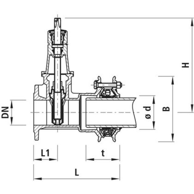 HAWLE Vanne à brides/manchons
multidomaines SYNOFLEX 4280
DN150 PN16 155-192MM