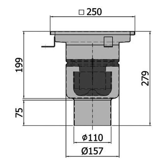 ACO BODENAB. SENKR. INOX EINT.
416531 MIT HALTERAND DN 80