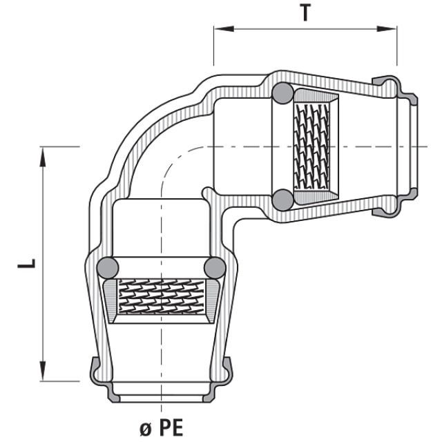 RACCORD À EMBOÎT 90° POM 6420
D 63/63 MM