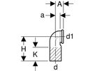 Geberit PE-HD, Anschlussbogen 90° für Wand-WC, mit Erweiterung