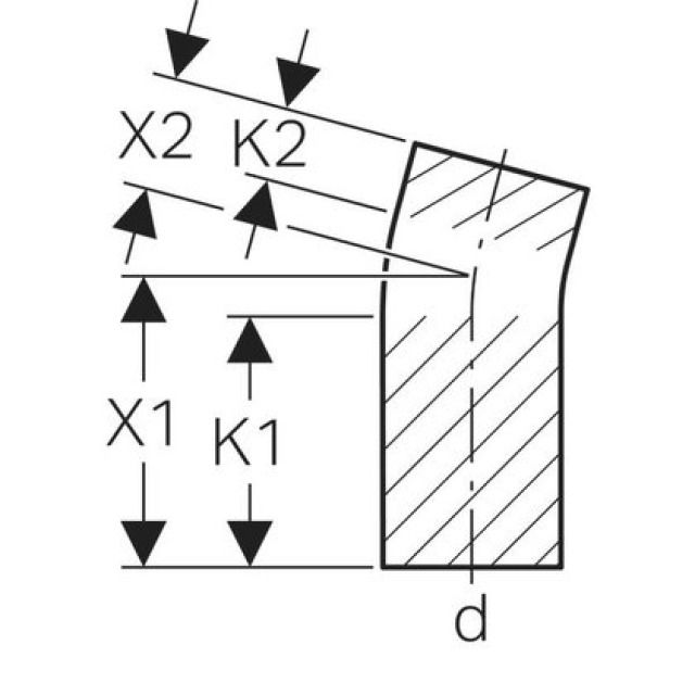 GEBERIT-BOG. M LANGEM SCHENKEL
368.015      15°       125 MM