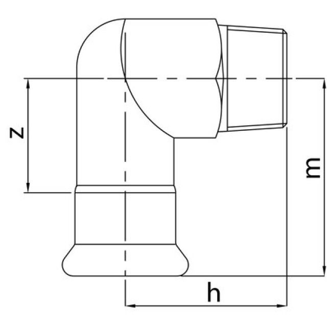 PROFITEC PRESSINOX - FIG. 8
GOMITO 90° CON FILETTATURA M
1 1/2" - 42 MM