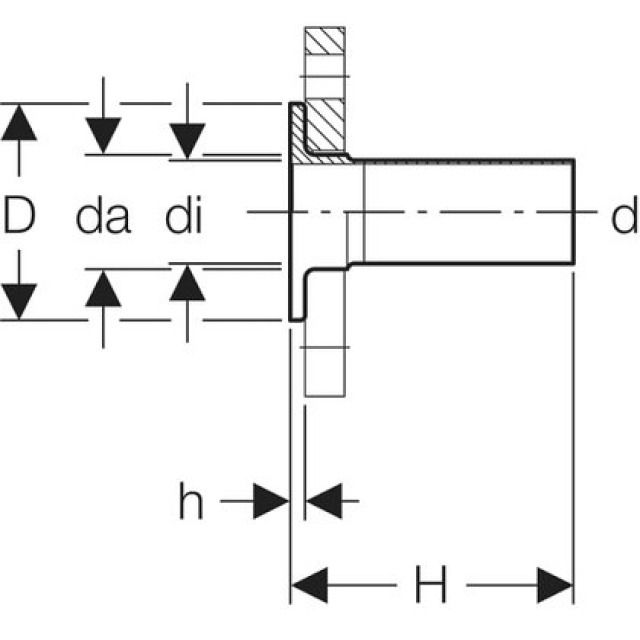 MPF-S Collare con terminale
maschio per flangia libera
36144 PN 10/16: d42mm D8,8cm