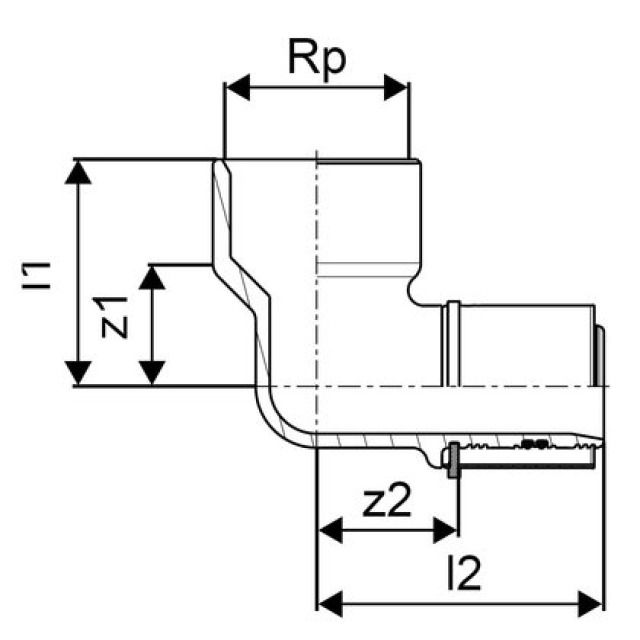 GF Uponor S-Press
Curva femmina 50-Rp1 1/2"FT