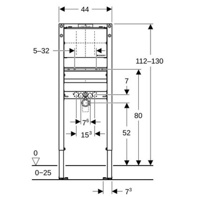 Waschtischelement Geberit
Duofix, Montagerahmen, schmale
Ausführung, Breite 44 cm
Höhe 112 - 130 cm
für Wandarmatur UP
Füsse verstellbar - 2 Gewindestangen M10