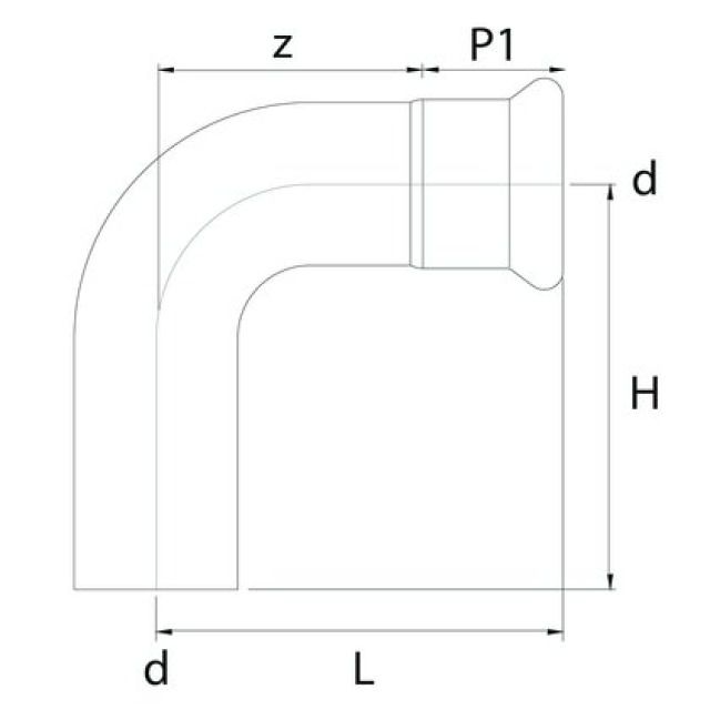 Profitec PressSteel
Press-Einsteckbogen, 90°, 15mm