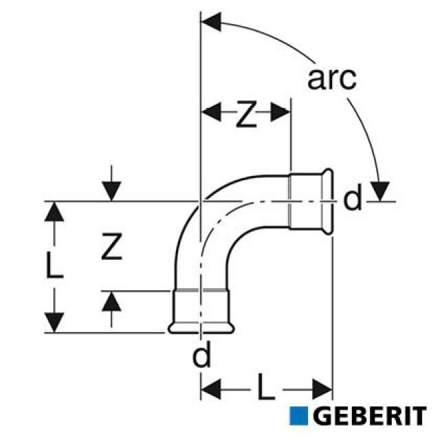 Geberit Mapress Therm
Curva: arc=90°, d=76.1