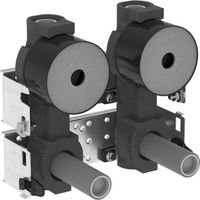 GIS Placca di montaggio con due allacciamenti idrici per contatore dell'acqua con valvola<br>d'intercettazione ad incasso JRG LegioStop®