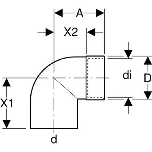 GEBERIT PE EQUERRE MANCH RACC
363.061  POUR SIPHON    56 MM