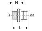 Geberit PushFit Übergang auf Verteiler mit Steckanschluss, Aussengewinde