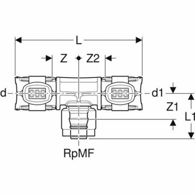 FLOWFIT PEZZO ADATTATORE A T
620.392   D=25  1/2"  D1=25
CON MASTERFIX