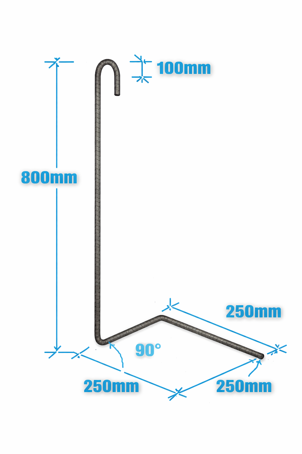 Aufstelleisen 3D 8 mm
mit Endhaken 25 x 25 x 80 cm