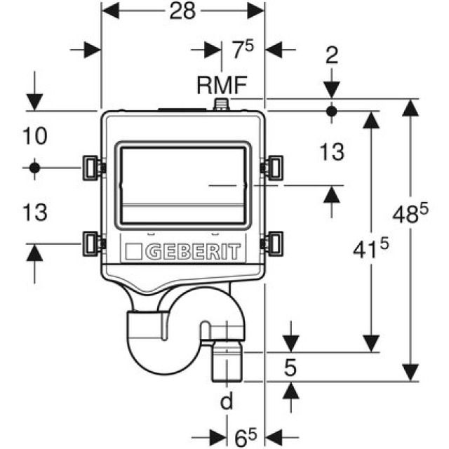 Geberit Hygienespülung HS30
1 Wasseranschluss rechts