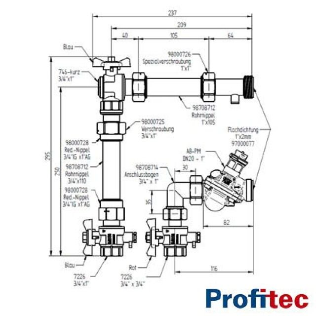 Profitec Wärmezählerset AB-PM
DN15, vertikal 3/4", 300 l/h
für Sockelkasten