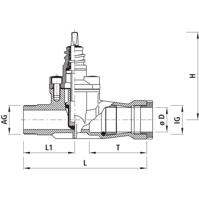 HAWLE saracinesca a innesto
art 2800 PE M/F
M 1 1/4" PE/F 32 L 200 PN 16"