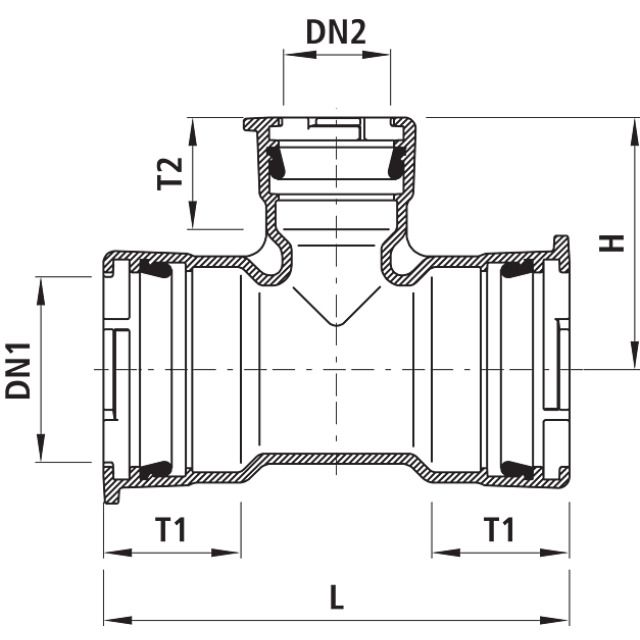 RACCORD T À MANCHONS À 5420
EMBOÎTEMENT BAIO DN 200/80