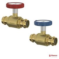 Valvola a sfera per termometro Flamco / Simplex con estremità a pressione rosso/blu