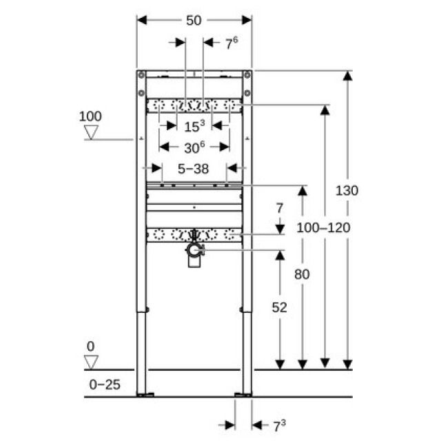 Waschtischelement Geberit
Duofix, für Wandarmatur
Montagerahmen
Breite 50 cm, Höhe 130 cm
mit Anschlusswinkel
Füsse und Armaturenplatte - verstellbar
ohne fertigbauset