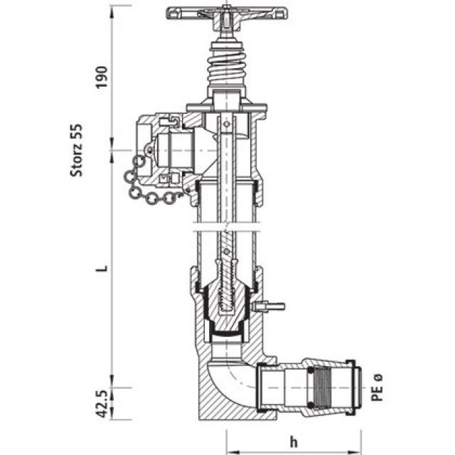 HAWLE BEWÄSSERUNGSHYDRANT
N765      D50      L=1600MM
ÜBERFLUR MIT HANDRAD