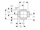 Geberit PE-HD, Embranchement boule 88.5° à deux départs, raccords 180° décalés