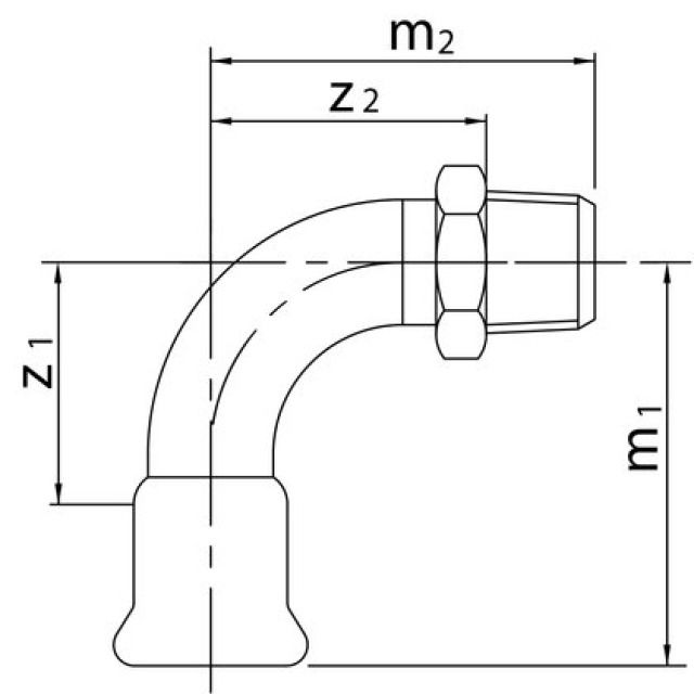 PROFITEC PRESSINOX-FIG. 39
COUDE DE TRANSITION 90° AVEC
FILETAGE M, 1"-28 MM
