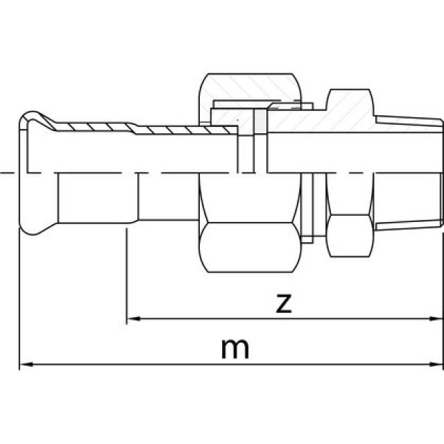 PROFITEC PRESSINOX - FIG. 41
DURCHGANGSVERSCHRAUBUNG MIT AG
1 1 /2"-42 MM, FLACH DICHTEND
ÜBERWURFMUTTER AUS EDELSTAHL