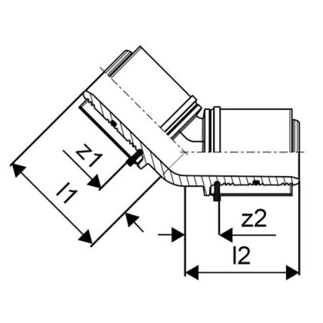 GF Uponor S-Press
coude 45° PPSU 40-40