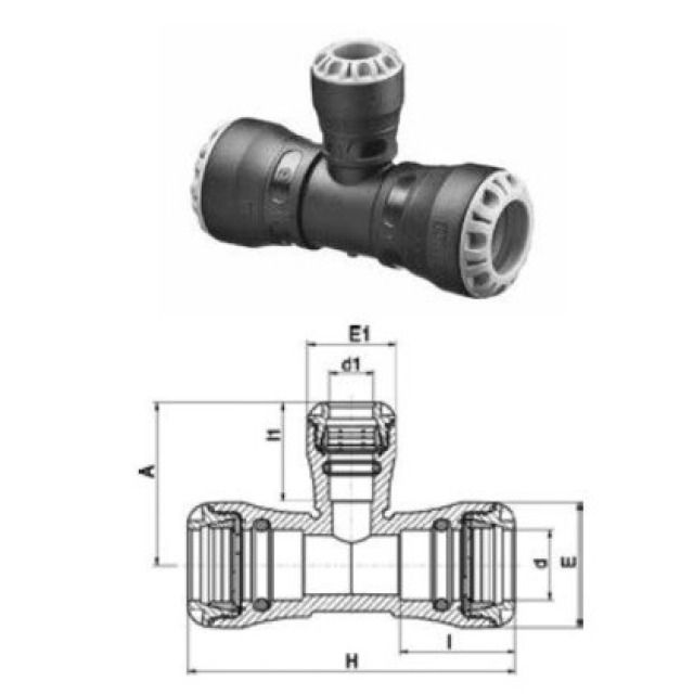 PLASSON T-STÜCK REDUZIERT
1034    40 - 32 - 40 MM