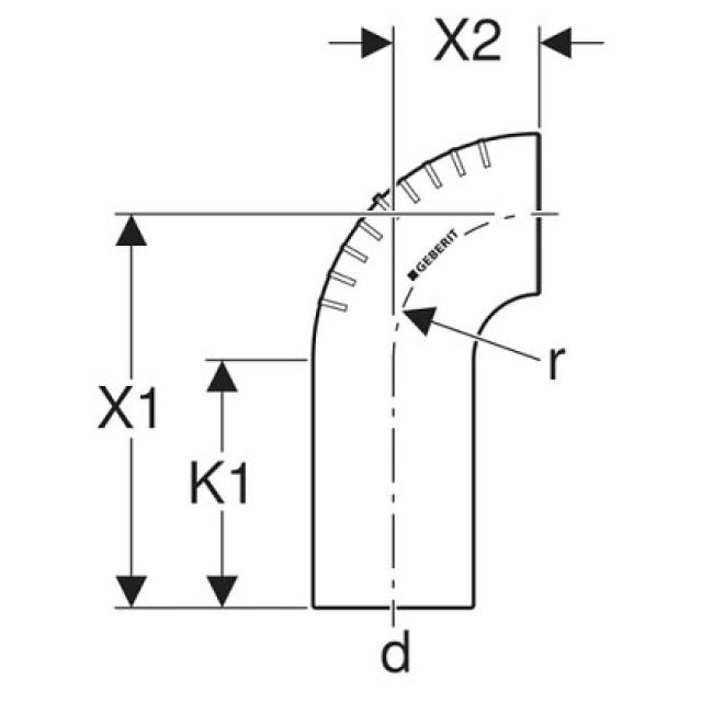 GEBERIT SILENT CURVA 90°
CON GAMBO LUNGO 310.008 110MM