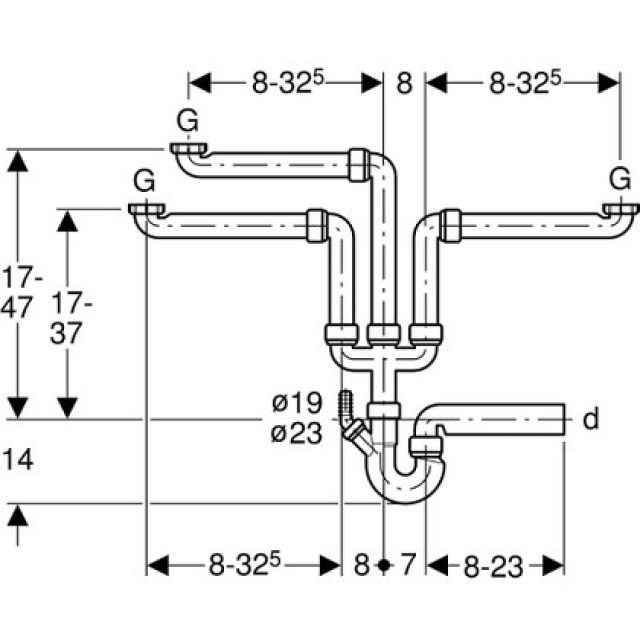 GEBERIT GARNITURE EVIER SIMPLE
152.808  1 1/2" - 56 MM