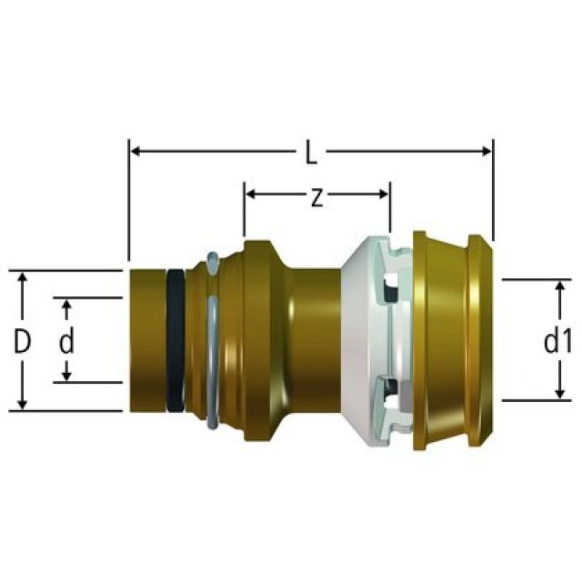 Pièce intermédiaire enfichable
droite RN, Optiflex-Flowpress
84255.11
