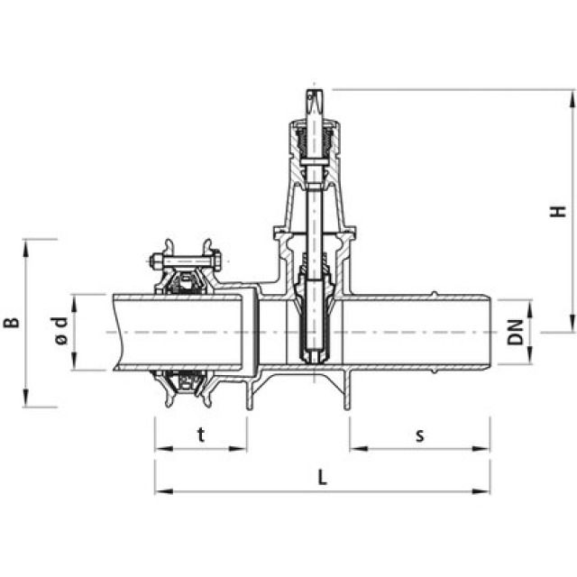 HAWLE Vanne à embouts lisses/
manch. multi.SYNOFLEX 4253 BLS
DN100 PN16 104-132MM