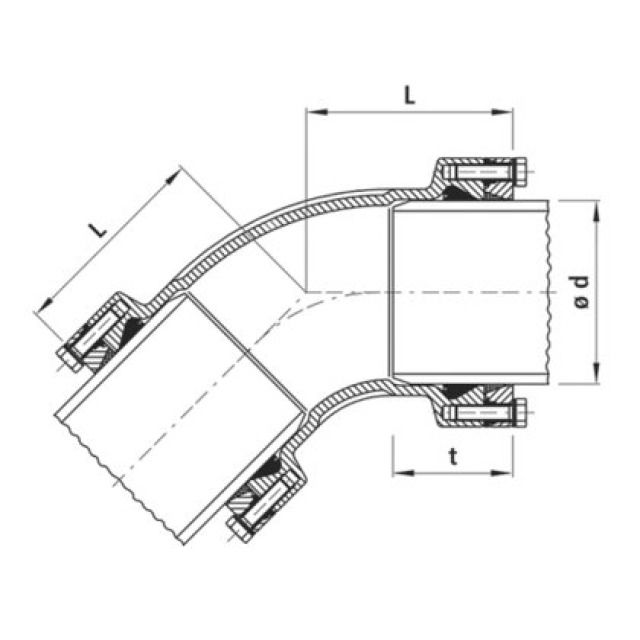 HAWLE curva 45°
bicchieri autostagni PE 7330
d 75 PN 16