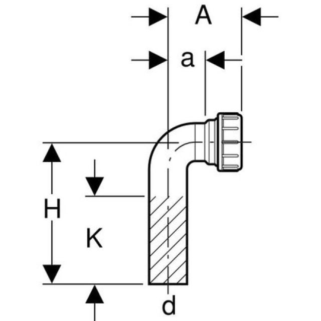 GEBERIT GEWINDEBOGEN KOMPL.
152.228   SCHWARZ  90° 56/63 MM