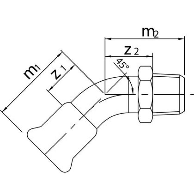 PROFITEC PRESSINOX - FIG. 33
CURVA 45° CON FILETTATURA M
1/2" - 15 MM