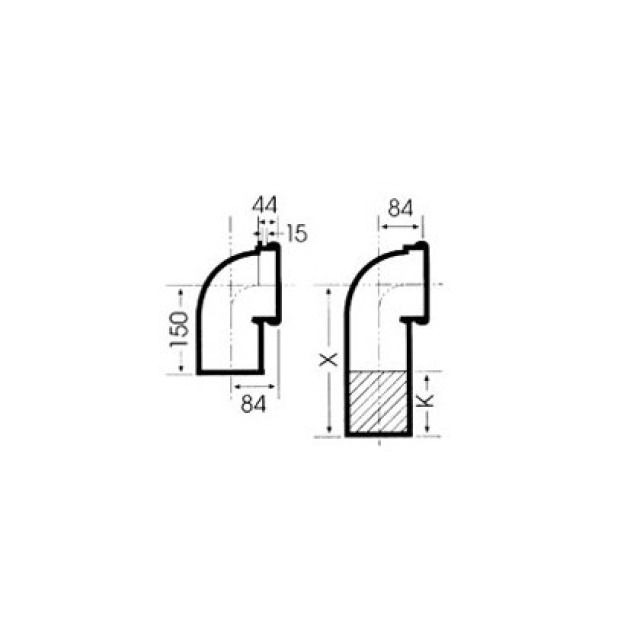 D-ABLAUFGUSS WC-BOGEN L=150MM
662684 SENKRECHT        NW 100