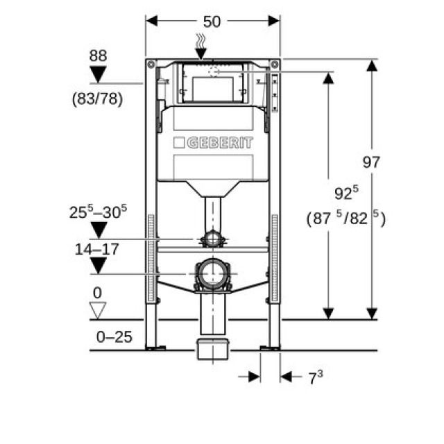 Geberit Duofix Element für
Kinder- und Kleinkinder-Stand-
WC, 97 cm, mit Sigma
Unterputzspülkasten 12 cm
höhenverstellbar