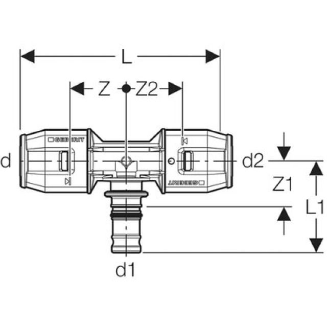 T-STUECK 90°M.MEPLAF.STECK.
650.331                  16 MM