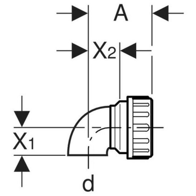 GEBERIT curva 90°
con raccordo 364.877   d 63