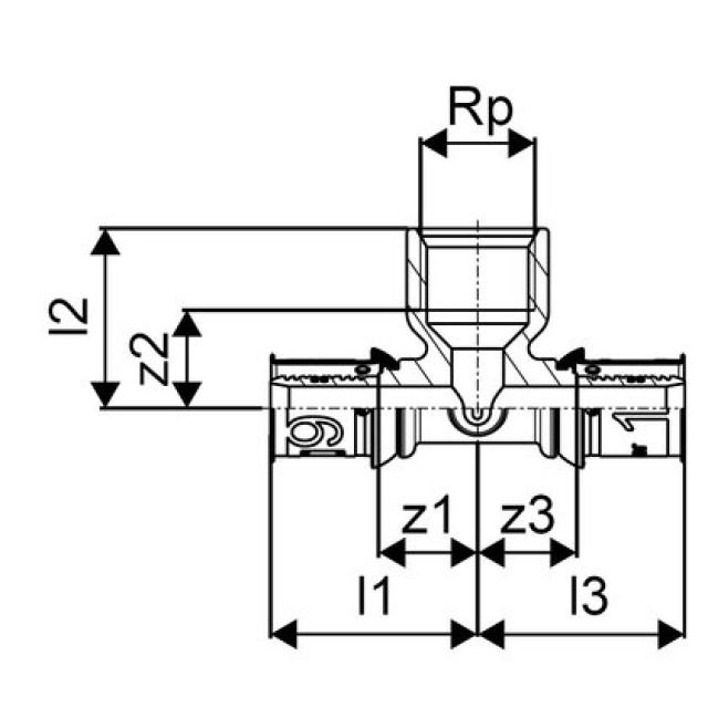 GF Uponor S-Press
Tee femmina 25-Rp1/2"FT-25