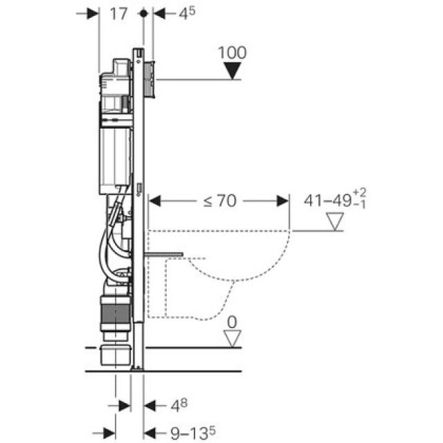 DUOFIX-WAND-WC-ELEMENT TYP 112
111.904 FUER STUETZ -U. HALTEGR.
BREITE 88 CM