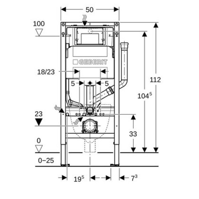 Wandklosettelement Geberit
Duofix Sigma
Höhe 112 cm, Breite 50 cm
Einbauspülkasten für
Betätigung von vorne, Spülrohr
Geruchsabsaugeanschluss - Montagerahmen, Regulierventil
1/2", Füsse verstellbar
Leerrohr für Wasseranschluss
Dusch-Klosett ...