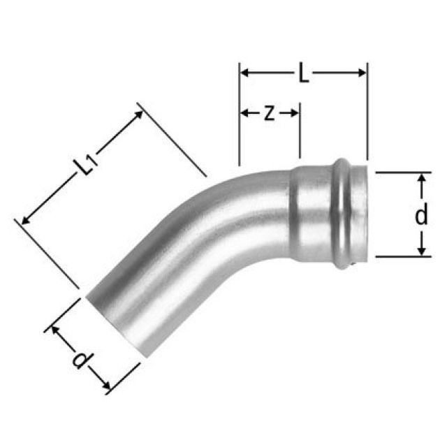 OP curva 45° INOX
per gas ad innesto 88004.24
d 22