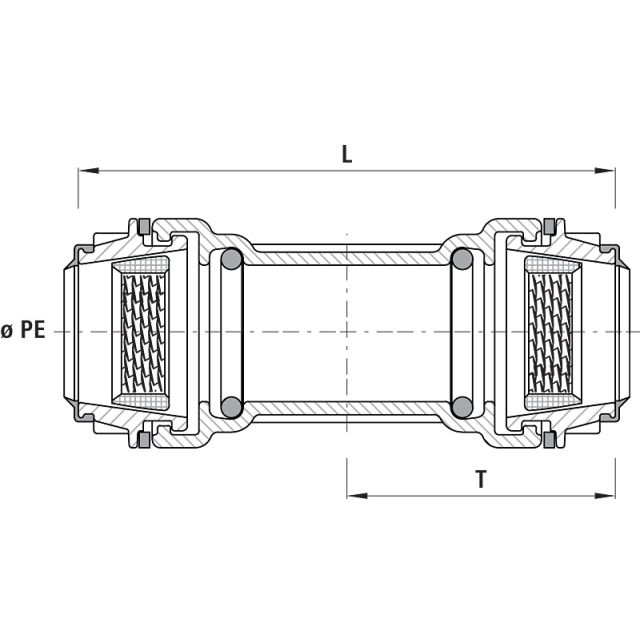 HAWLE raccordo bigiunto
scorrevole 6340
d PE 63
