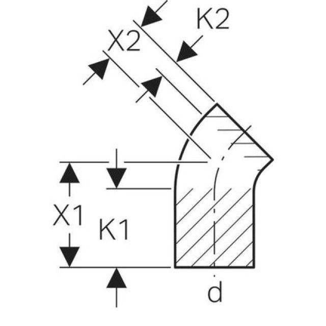 GEBERIT-BOGEN M. LAN. SCHENKEL
367.046       45°       110 MM