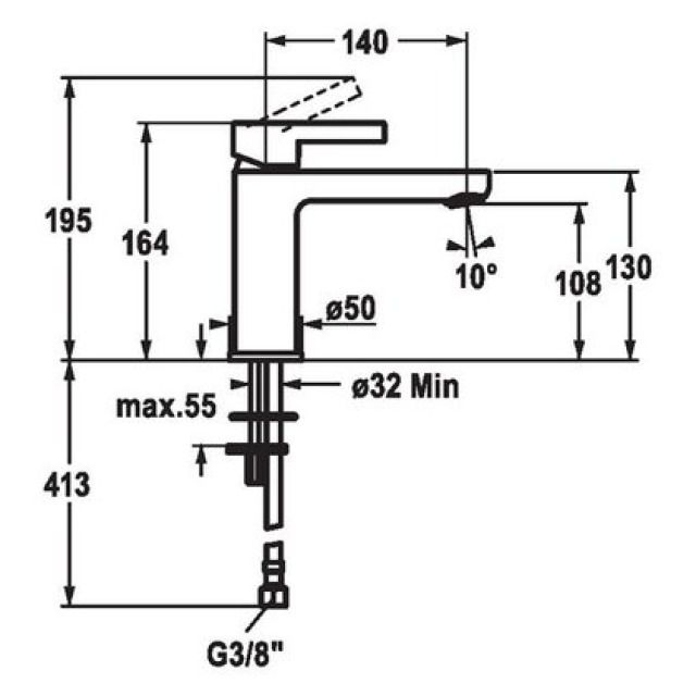 KWC FIT Mitigeur à levier
goulot fixe, A 140 mm
sans vidage
tuyaux de raccordement flexibles
Label énergétique A
