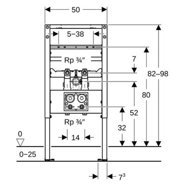 Waschtischelement Geberit
Duofix, Montagerahmen Breite
50 cm, Höhe 82 _ 98 cm 2
Wasserzählerstrecken
vormontiert KOAX G2"-Gewinde
für Standarmatur, Traverse - Armatur höhenverstellbar
Unterputzabsperrventil ¾ JRG
LegioStop und 2 Anschluss-T-
Stücken, Befes...