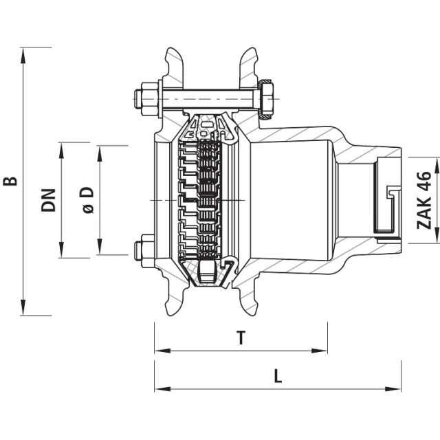 HAWLE ÜBERGANGSSTÜCK ZAK -
6162  SYNOFLEX DN50 56-71MM