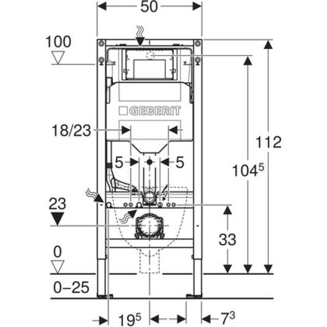 Elemento per WC sospeso Geberit Duofix
112 cm, con cassetta di risciacquo
ad incasso Sigma 12 cm